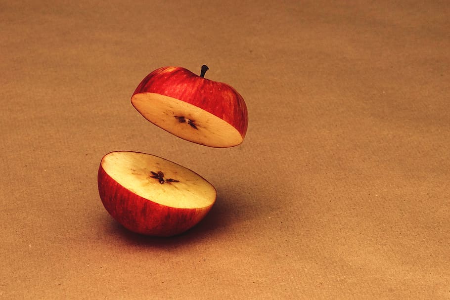 cut, apple, red, red apple, delicious, ripe, decoration, frisch HD wallpaper