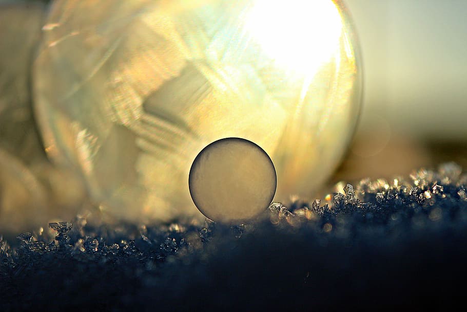 ice-bag, soap bubble, ball, snow, winter, cold, eiskristalle, HD wallpaper