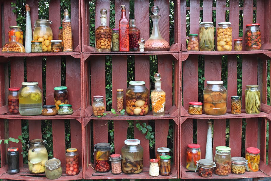 assorted-color container lot, spices, jars, cupboard, drawer HD wallpaper