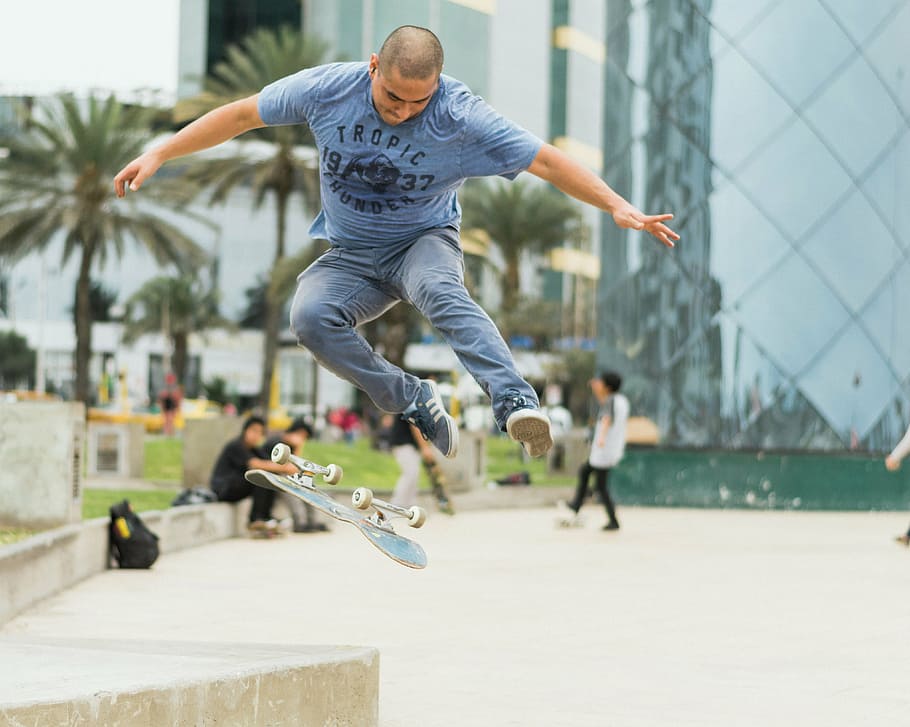 man doing tricks on skateboarding during daytime, flip, ledge, HD wallpaper