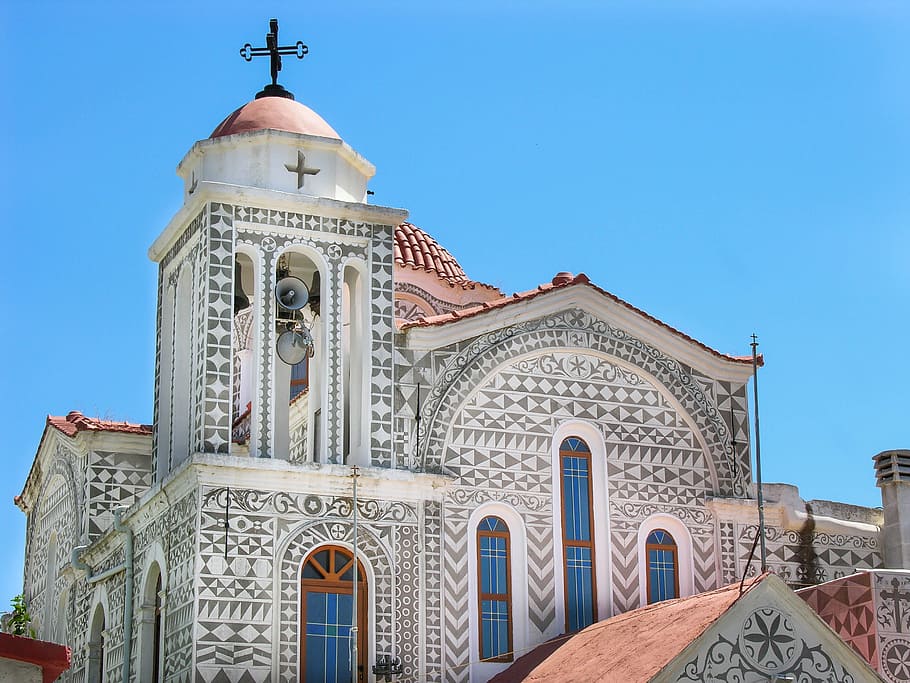 Chios, Church, Mastic, mastiekdorp, traditional, blue sky, architecture, HD wallpaper