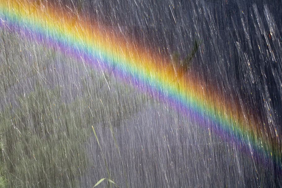 rainbow, fountain, spray, motion, space, night, star - space HD wallpaper