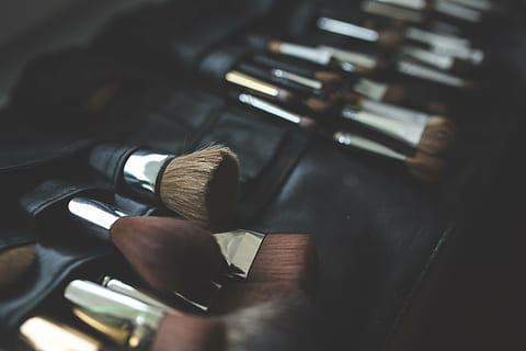 black handled makeup brush set, brushes, make up, make-up, fashion HD wallpaper