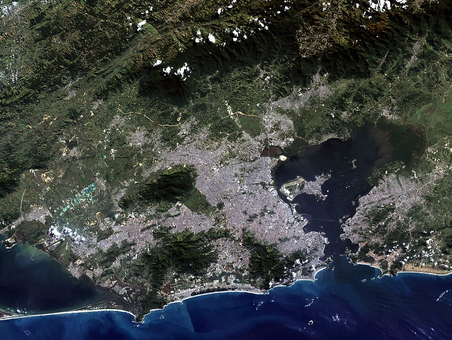 Satellite Image of Rio De Janeiro in Brazil, city, photo, geography