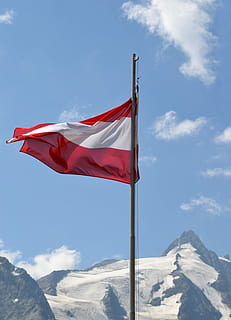 Austria, Flag, Grossglockner, Alpine, home, patriotism, cloud - sky HD wallpaper