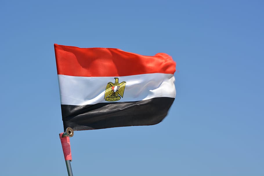 flag, egypt, wind, patriotism, sky, pride, environment, blue HD wallpaper