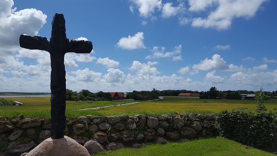sky, natural, landscape, cross, cloud - sky, religion, nature HD wallpaper