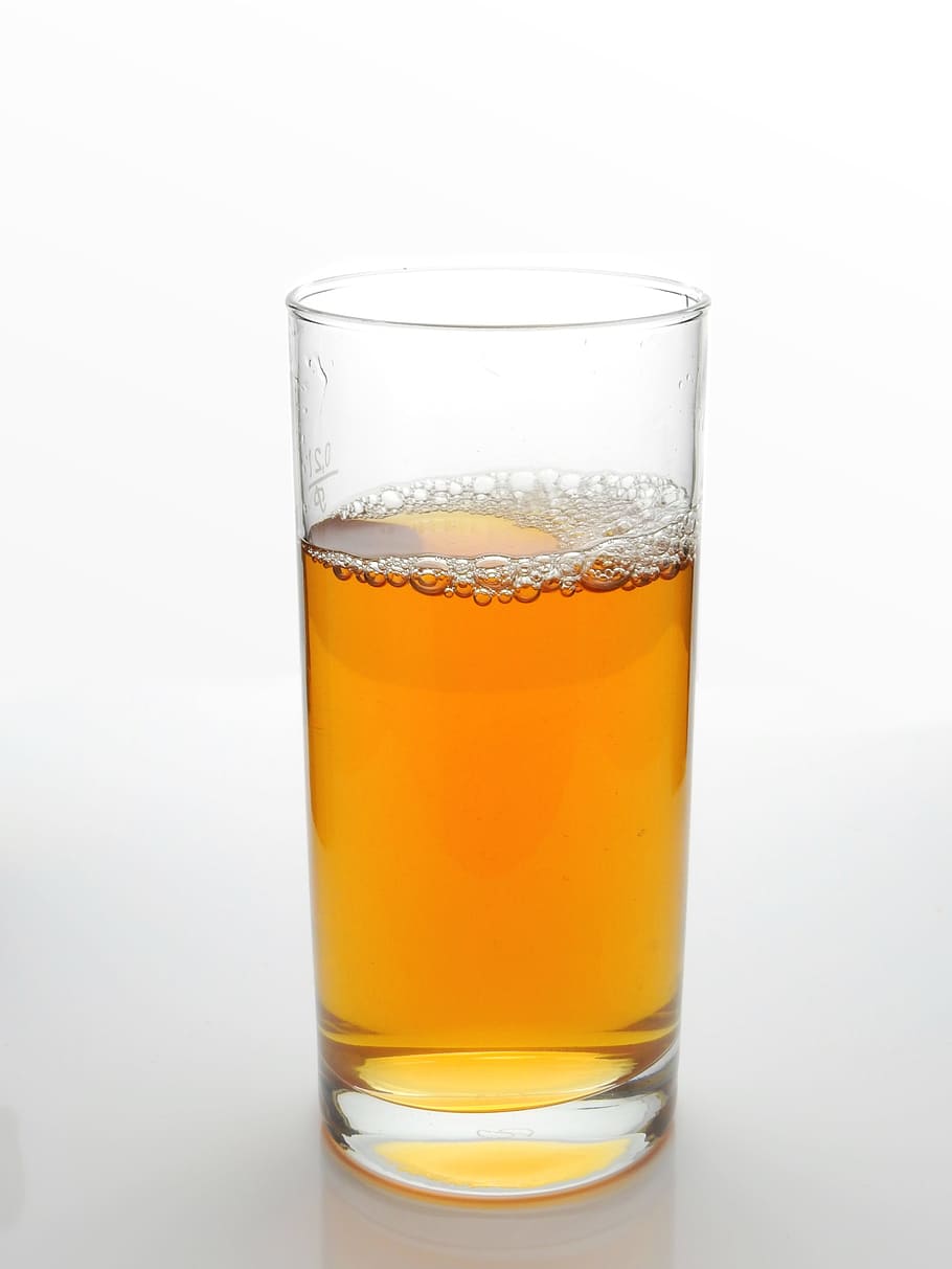 clear drinking glass filled with brown liquid, juice, apple HD wallpaper