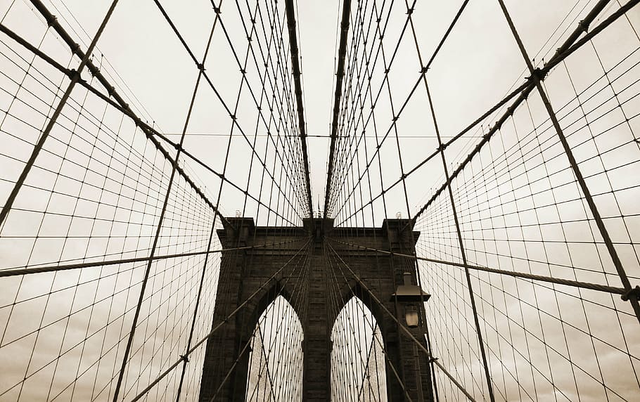 Brooklyn bridge top view, usa, america, new york, east river bridge, HD wallpaper