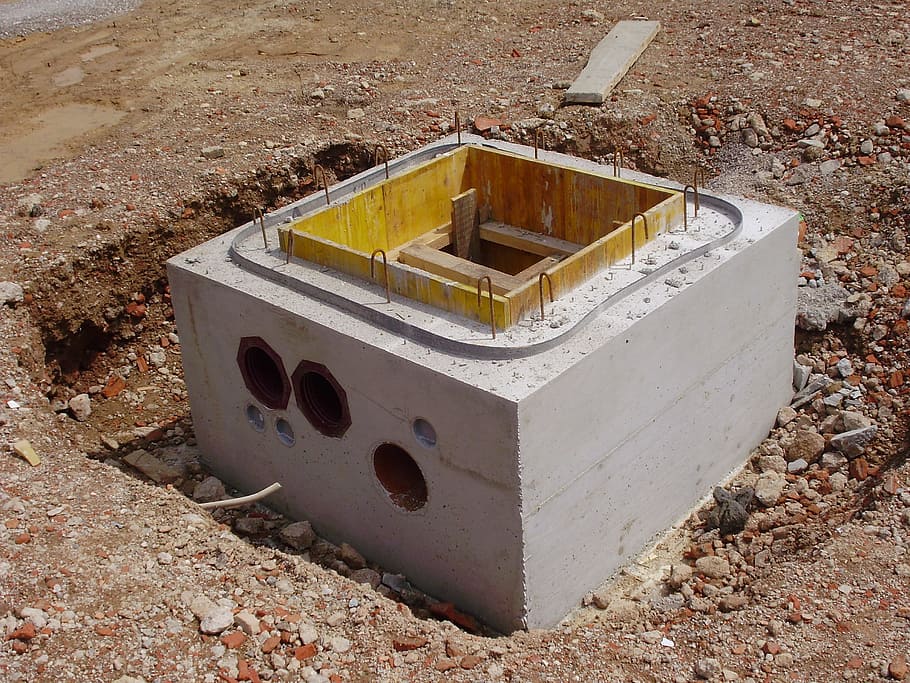 Channel, Concrete, Shaft, hole, construction site, day, no people HD wallpaper