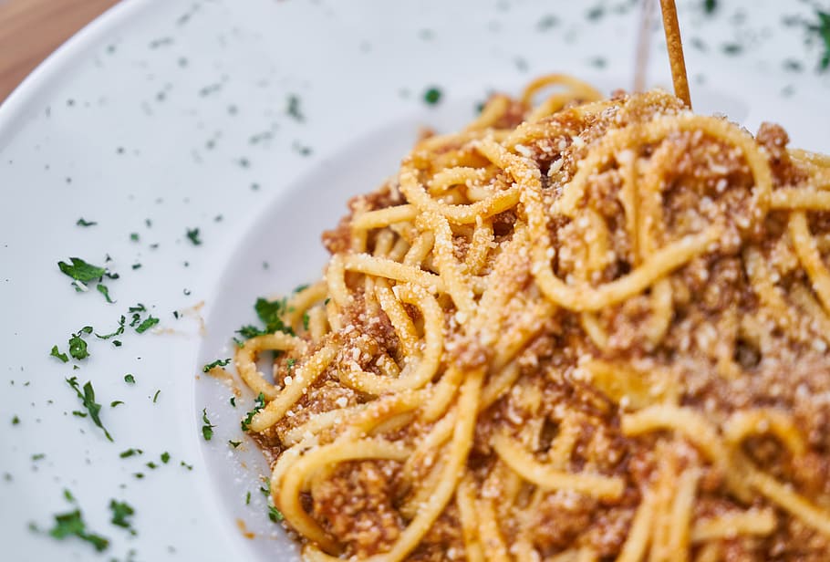 pasta, dough, italian, italy, sauce, plate, table, nutrition, HD wallpaper
