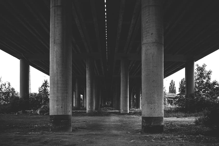 architecture, structures, bridges, posts, lines, shapes, patterns HD wallpaper
