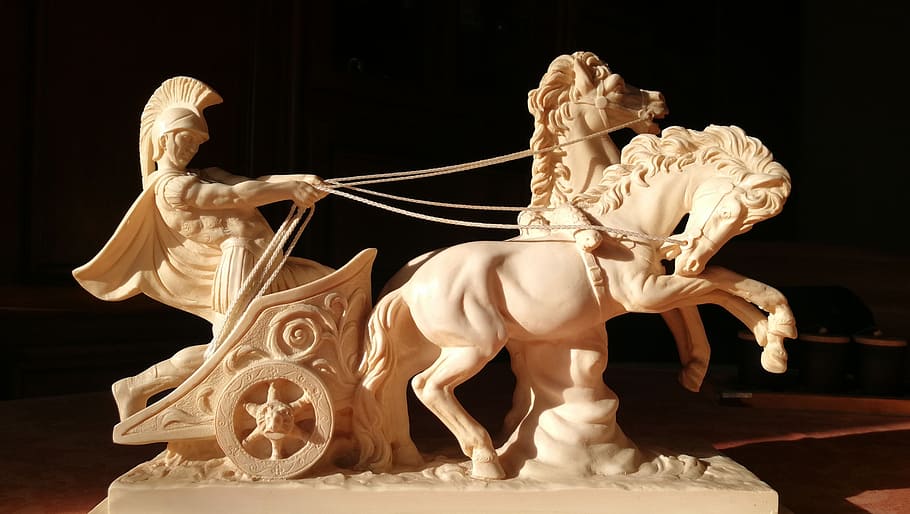 Sculpture, Char, Roman, Alabaster, Horse, horses, antique, statue, HD wallpaper