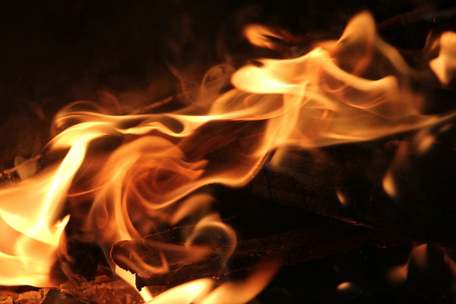 wood with flame, fire, black, danger, dangerous, darkness, flammable HD wallpaper