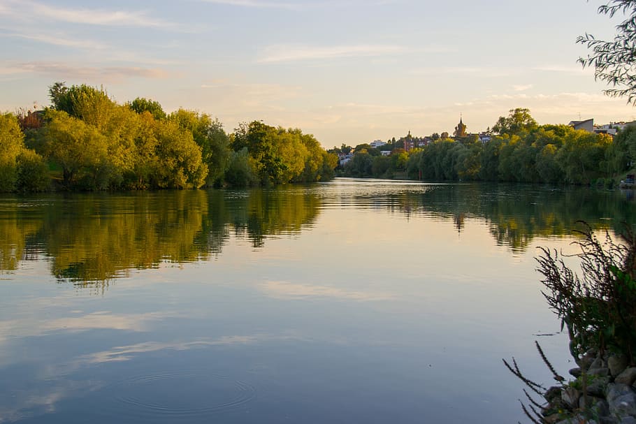 River, Evening, Water, Twilight, Mood, marne, france, reflection HD wallpaper