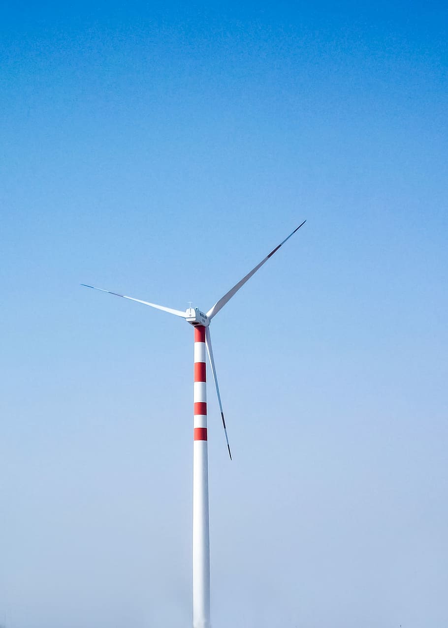 Powering through the wind!, white windmill under white and blue sky at daytime HD wallpaper