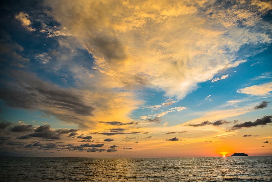 coastal seas during sunset, ocean, clouds, sky, colors, water HD wallpaper