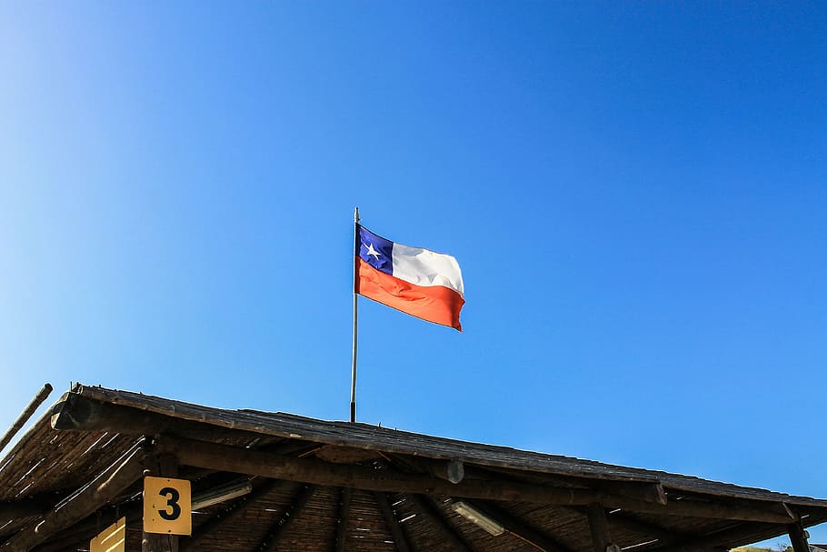 chilean flag, sky, blue sky, barbecue, architecture, patriotism, HD wallpaper