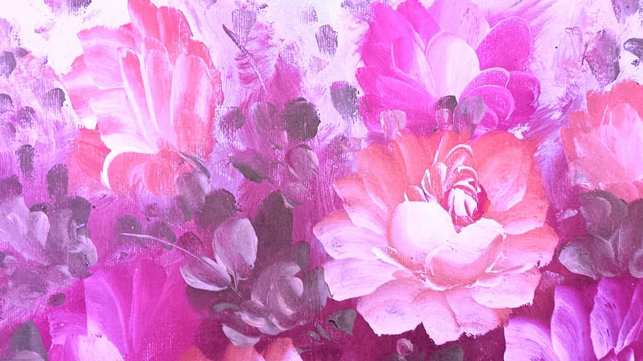 assorted-color petaled flower, painting, roses, design, floral, HD wallpaper