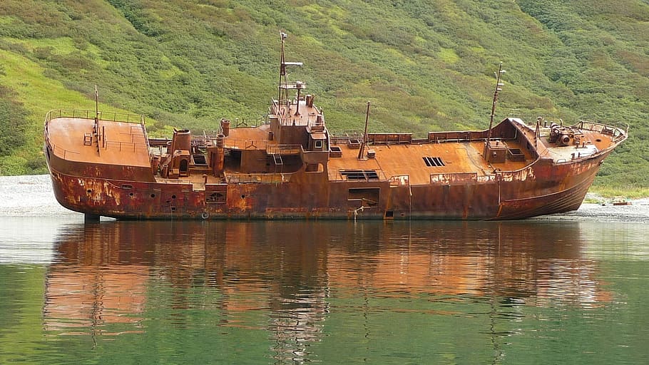 Wreck, Broken, Abandoned, Damaged, rusty, sea, water, transportation HD wallpaper