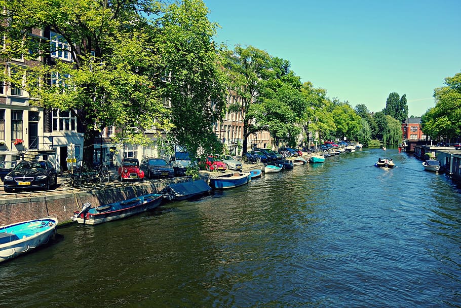 city, amsterdam, canal, historic, famous, picture postcard scene, HD wallpaper