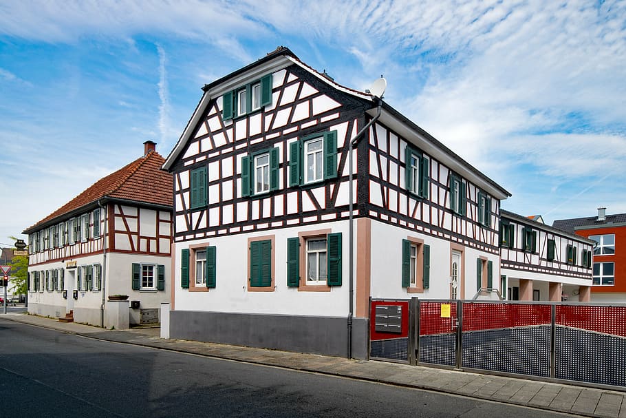 darmstadt, arheilgen, hesse, germany, old town, truss, fachwerkhaus, HD wallpaper