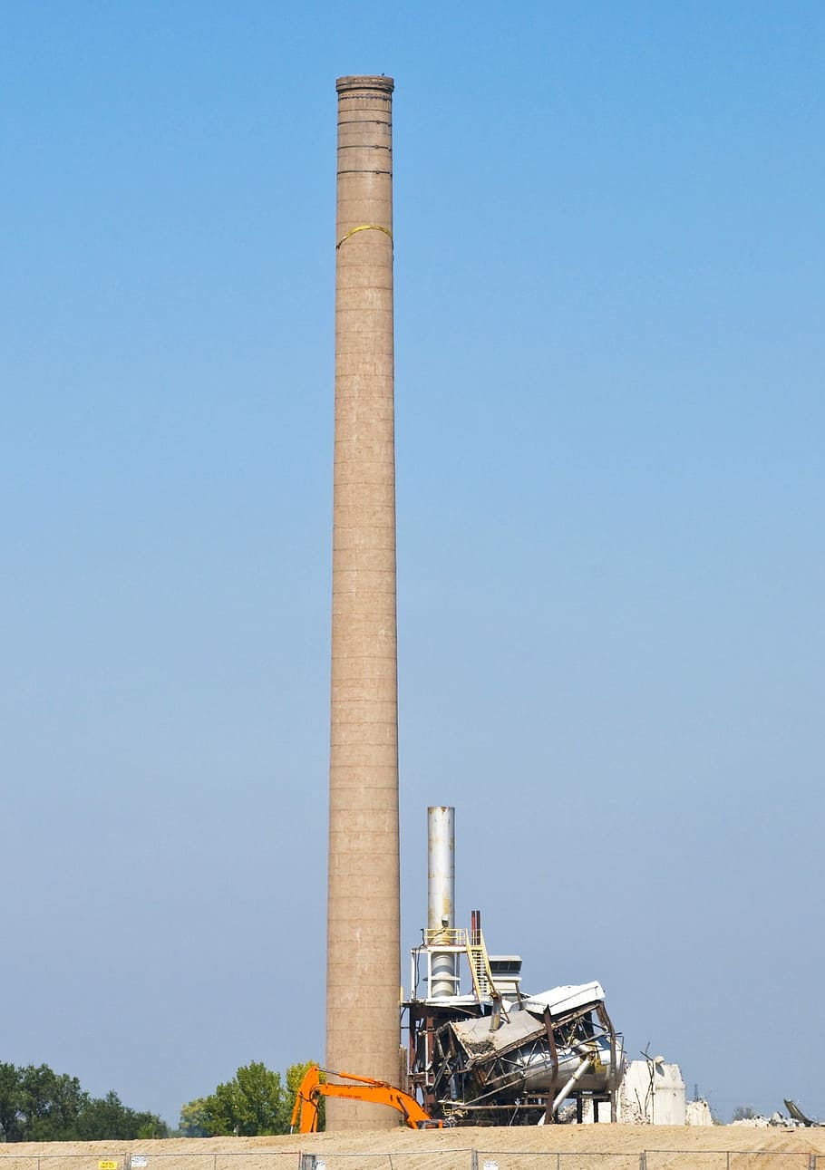 Industrial, Sky, Blue, Industry, Factory, chimney, smokestack, HD wallpaper