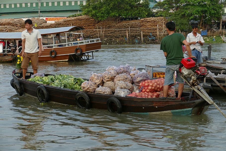 HD wallpaper: vietnam, mekong river, mekong delta, boat trip, market ...