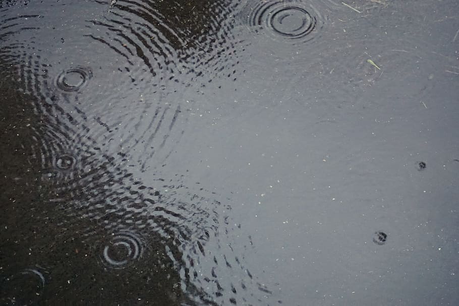 water, puddle, out, rain drops waves, no people, full frame HD wallpaper