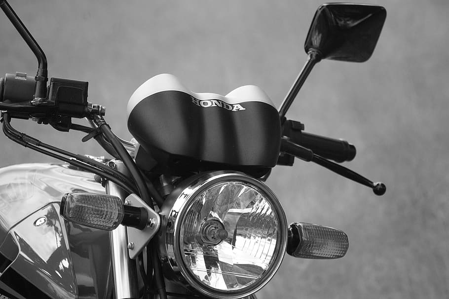 image, black and white, moto, vehicle, transport, land vehicle, HD wallpaper