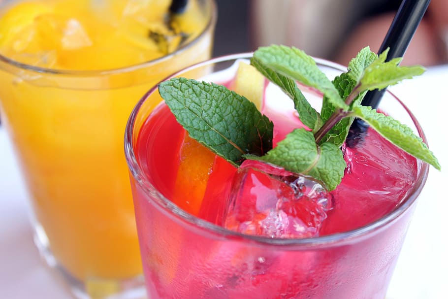 clear drinking glass with red liquid with black straw, cocktail HD wallpaper