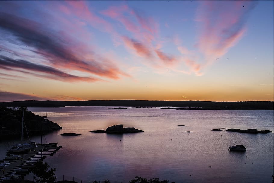 sunset, dusk, sky, lake, water, scenics - nature, sea, beauty in nature HD wallpaper