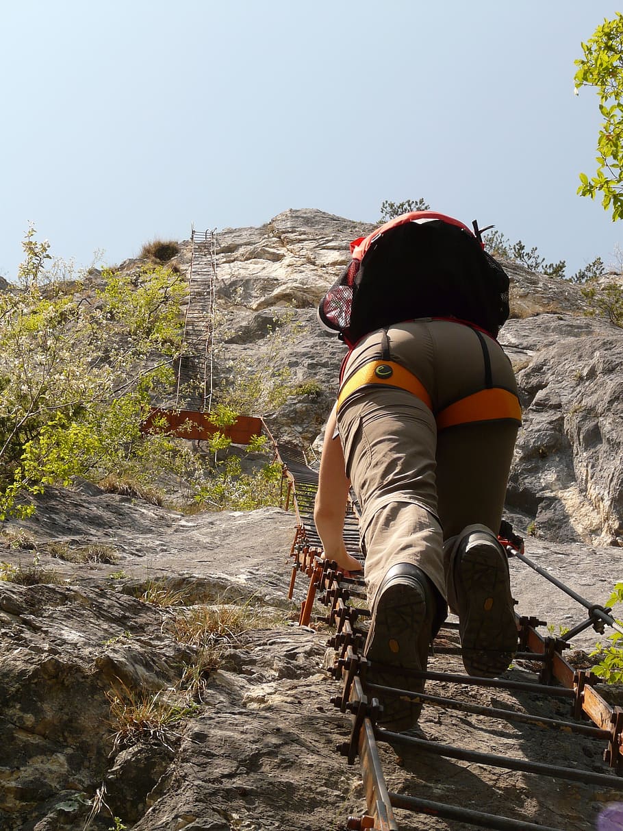 via dell'amicizia, garda, cima sat, climbing, climbing platform system, HD wallpaper