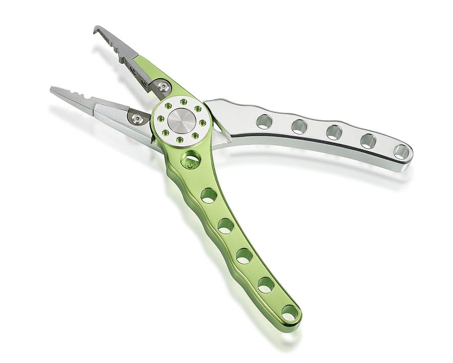 Green and Grey Pliers, close-up, tool, white background, studio shot HD wallpaper