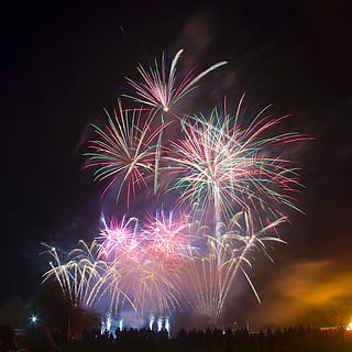 fireworks during night time, display, sky, nature, clouds, firecrackers HD wallpaper