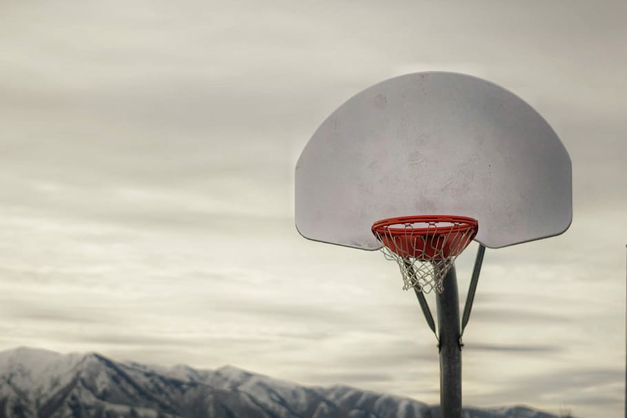 white and red basketball hoop, photo of white and red basketball backboard, HD wallpaper