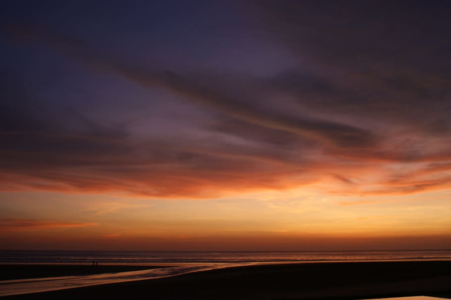 sunset, dusk, sky, evening, dawn, landscape, darkness, panorama HD wallpaper