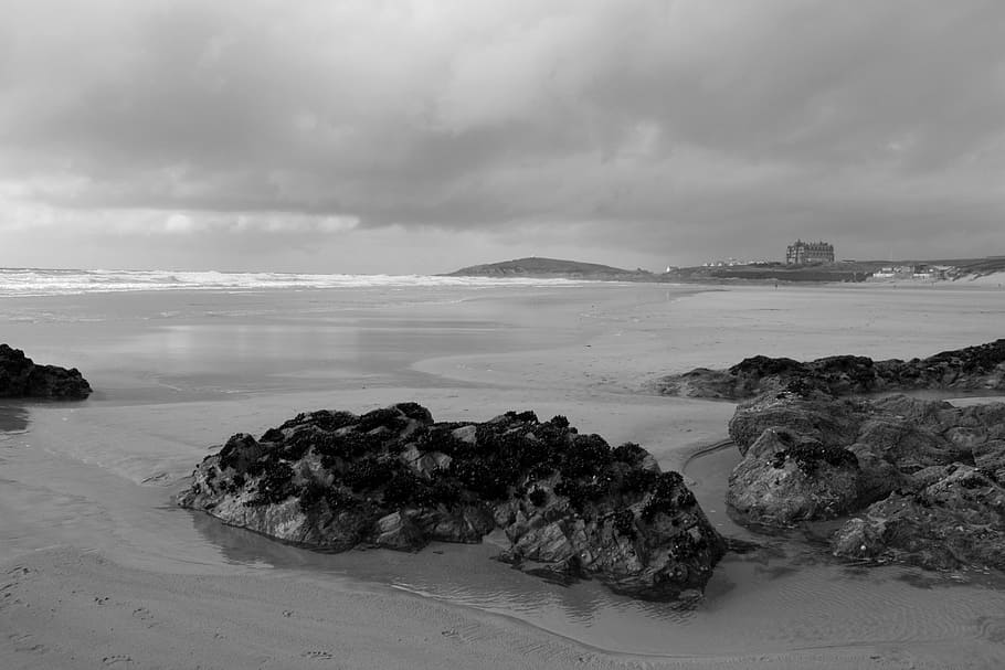 cornwall, newquay, atlantic, wide, loneliness, hotel, britannia HD wallpaper
