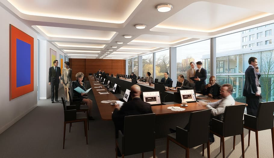 people sitting on chairs, interior, villa, rendering, visualization HD wallpaper