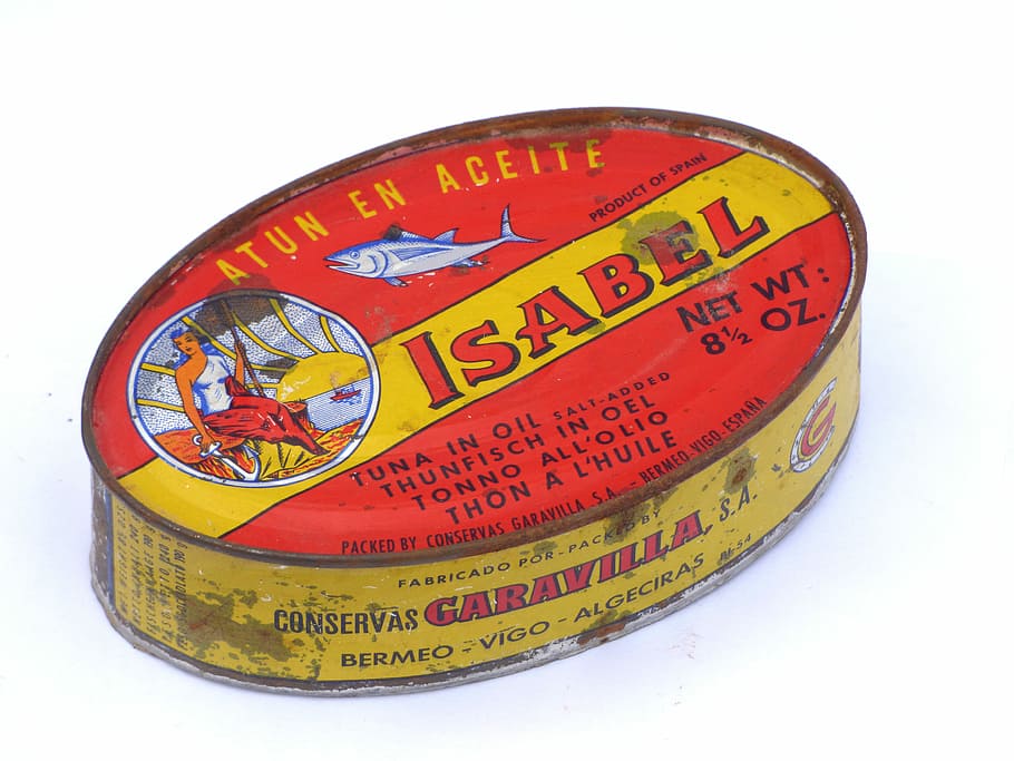 can, tin, old, vintage, canned, tuna, cut out, white background HD wallpaper