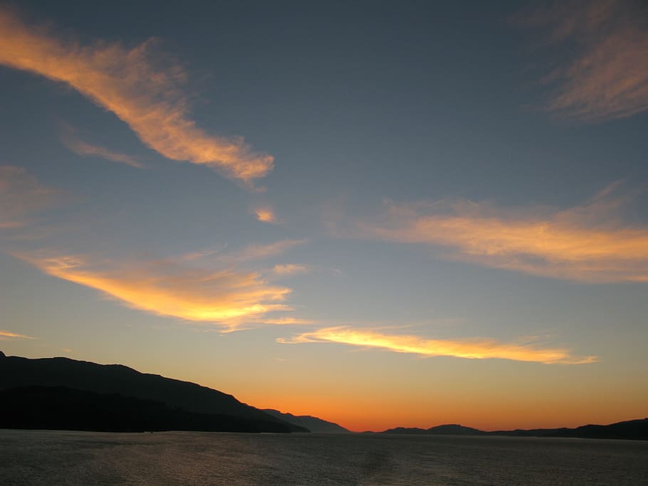 Sunset, Cruise, Alaska, Sky, Landscape, travel, scenics, tranquility, HD wallpaper