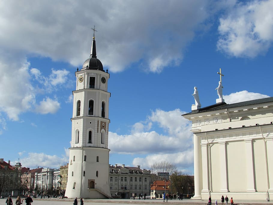 Cathedral, Vilnius, Lithuania, Tower, europe, city, capital, HD wallpaper