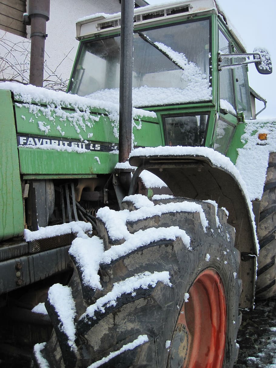 tractor, snow, fendt, winter, cold temperature, transportation, HD wallpaper