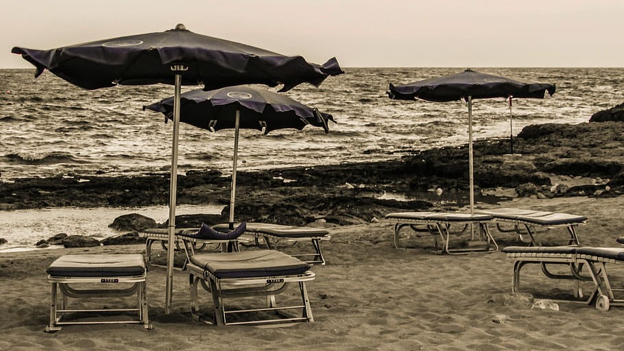 Beach, Empty, Melancholy, autumn, chair, outdoors, no people HD wallpaper