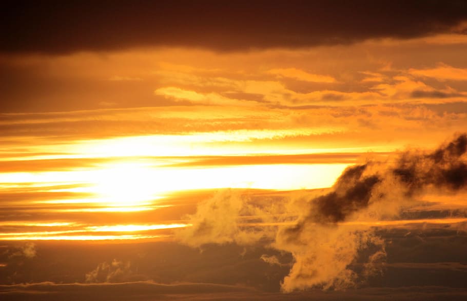 Sunset, Setting Sun, abendstimmung, evening sky, clouds, dark clouds HD wallpaper