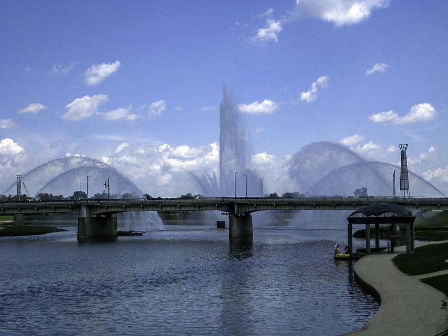 Patterson Boulevard Bridge at Dayton, Ohio, architecture, fountains HD wallpaper