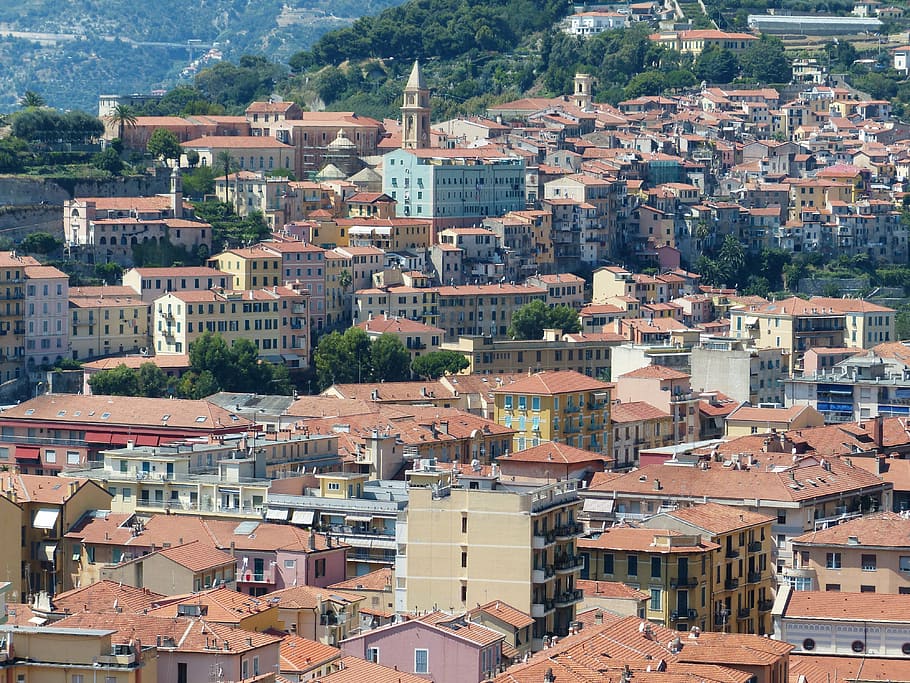 overlooking view of buildings during daytime, ventimiglia, old town, HD wallpaper