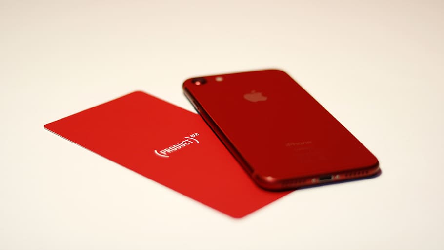 iphone, iphone 8, red, close-up, studio shot, communication HD wallpaper