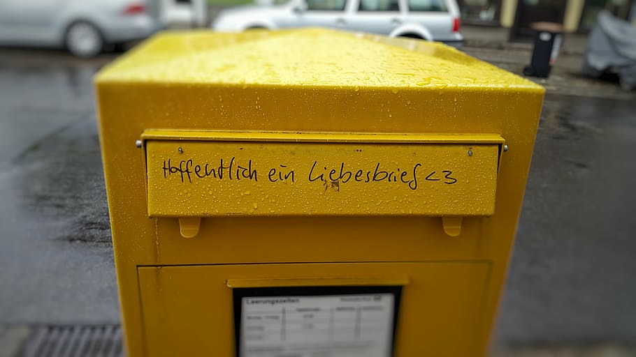 yellow outdoor AC unit, mailbox, love letter, post, letters HD wallpaper