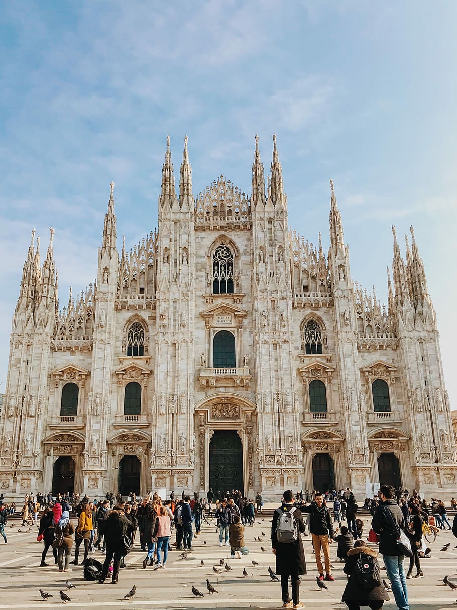 Milan Cathedral, people walking in front of cathedral during daytime